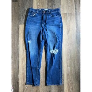 Loft Outlet Curvy High Rise‎ Straight Leg Distressed Jeans Medium Wash Size 10